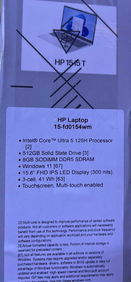 HP 15-FD0154WM | Ultra 5-125H | RAM 8GB | SSD 512GB | Intel Graphics | 15.6" FHD | TouchScreen Silver