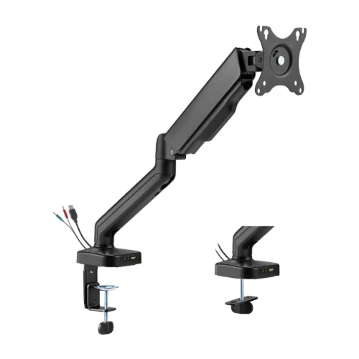 Avetron MA101 Monitor Arm – Spring-Assisted, 17″–32″, USB & Audio Ports, Clamp & Grommet