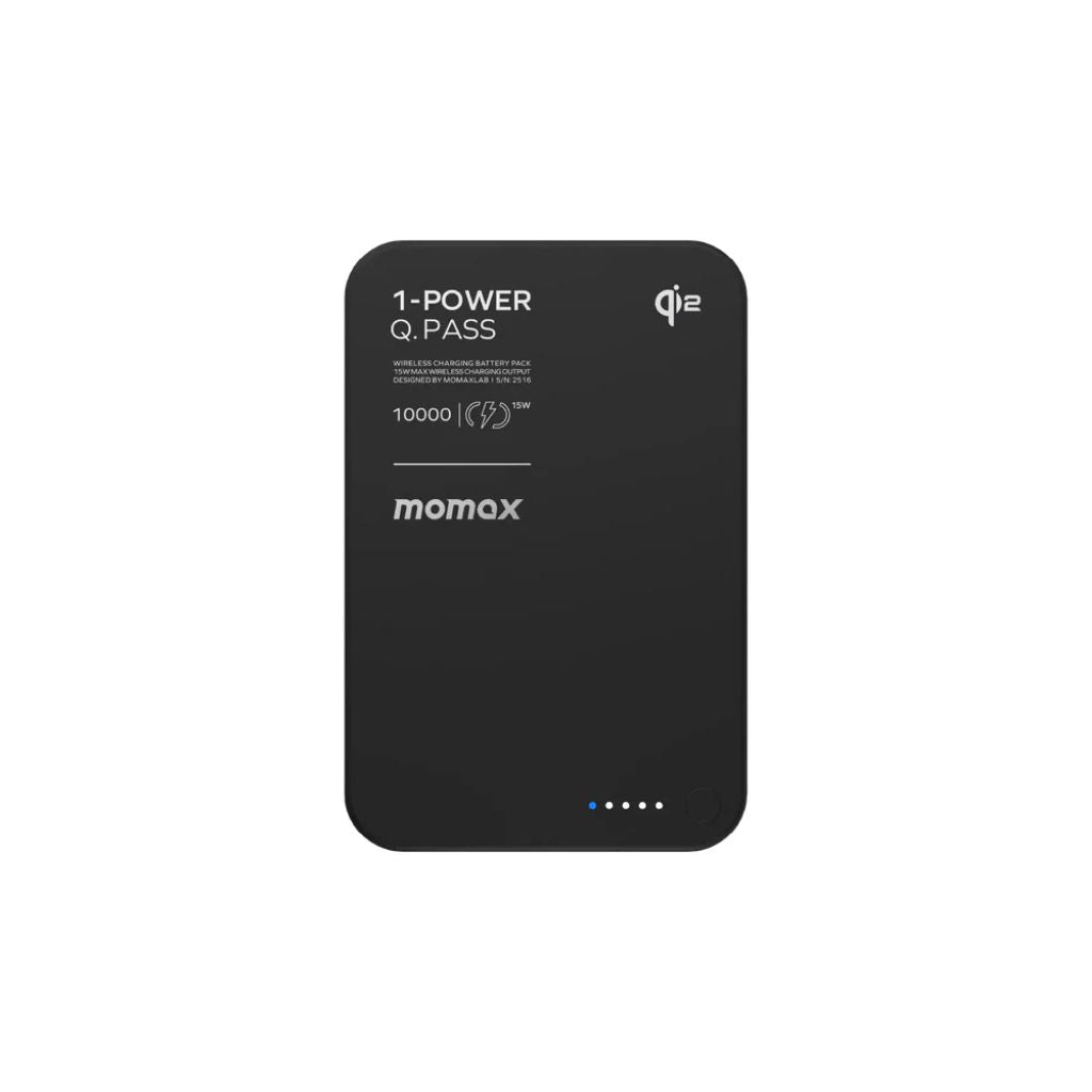 Momax 1-Power Q.Pass 10000mAh Qi2 Magnetic Wireless Power Bank | Black