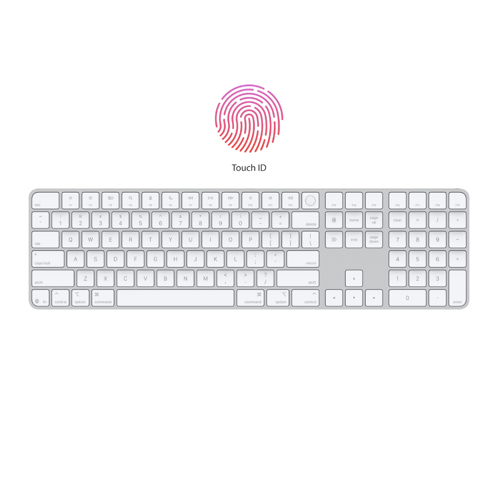 Apple Magic MXK73LL/A Keyboard with Touch ID and Numeric Keypad (US English) | White Keys