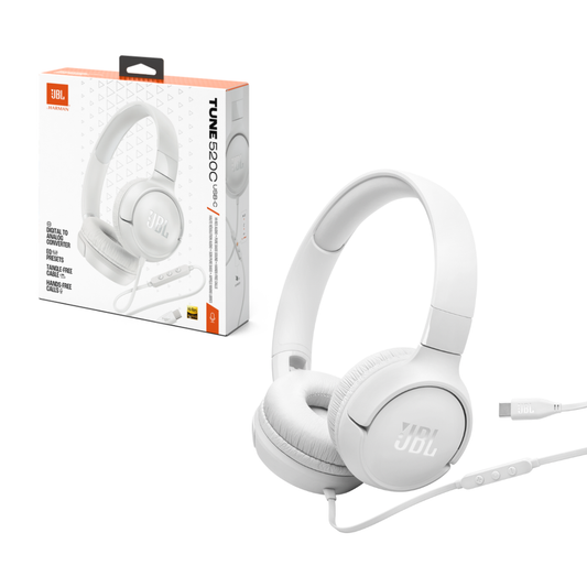 JBL Tune 520C USB-C Hi-Res Wired On-ear headphones | White