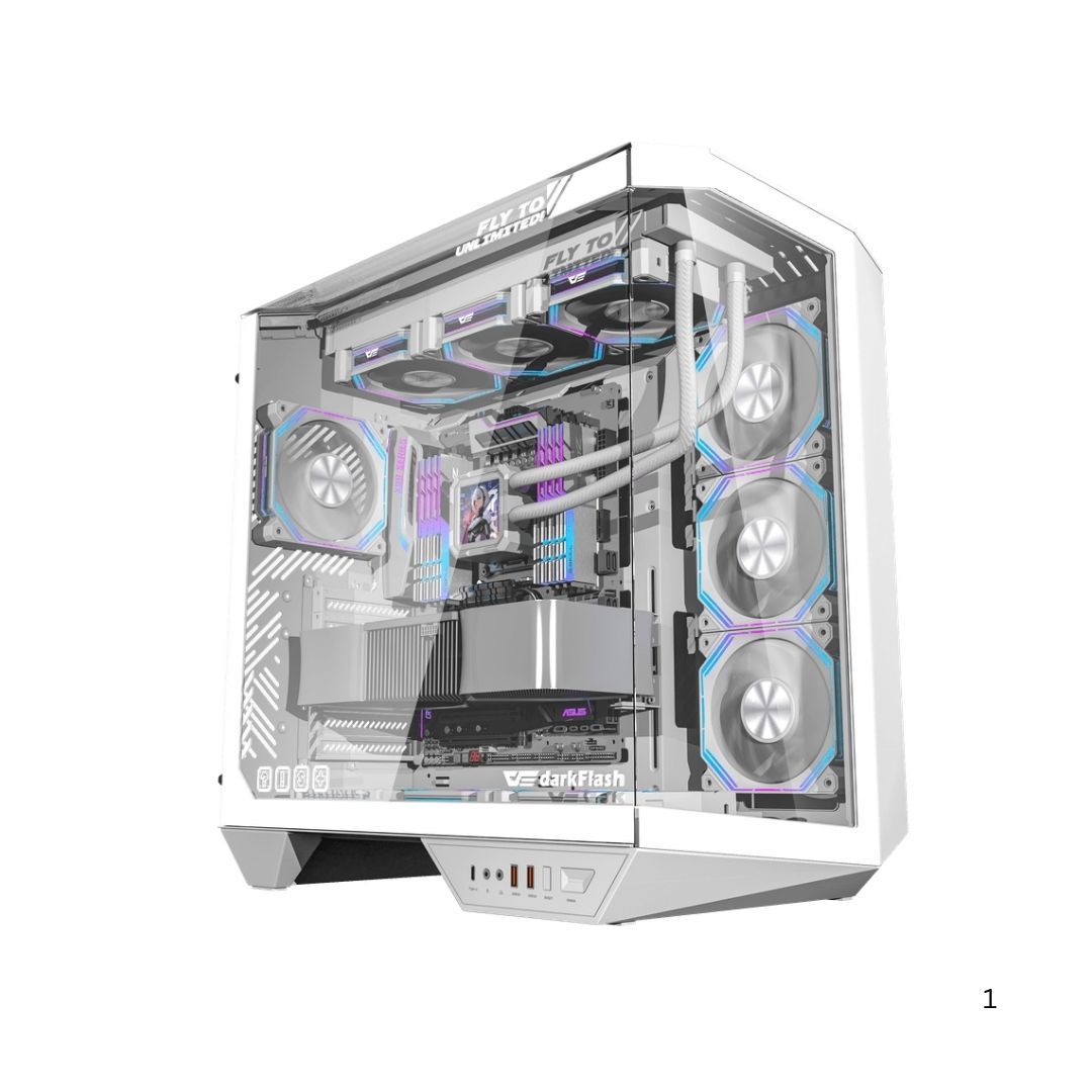 DarkFlash DY470 Mid Tower Case | White