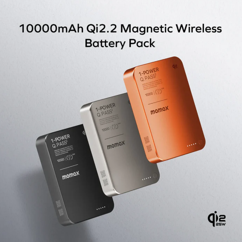 Momax 1-Power Q.Pass 10000mAh Qi2 Magnetic Wireless Power Bank | Black