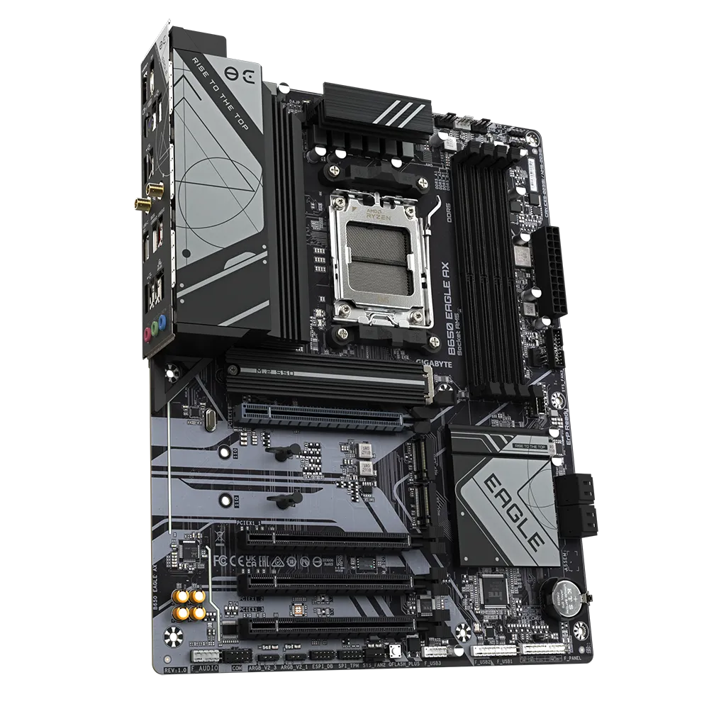 GIGABYTE B650 EAGLE AX Motherboard | AM5 | DDR5 | PCIe 5.0 | Wi-Fi 6E | 12+2+2 VRM | 3× M.2 | USB 3.2 Gen2 | Smart Fan 6 | Q-Flash Plus | ATX