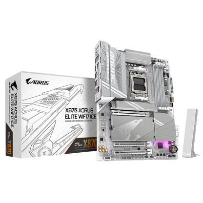 GIGABYTE X870 AORUS ELITE WIFI7 ICE ATX Motherboard | AMD AM5 | DDR5 | PCIe 5.0 | Quad M.2 | USB4 | Wi-Fi 7 | 2.5GbE LAN | EZ-Latch | Smart Fan 6