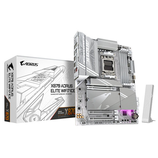 GIGABYTE X870 AORUS ELITE WIFI7 ICE ATX Motherboard | AMD AM5 | DDR5 | PCIe 5.0 | Quad M.2 | USB4 | Wi-Fi 7 | 2.5GbE LAN | EZ-Latch | Smart Fan 6