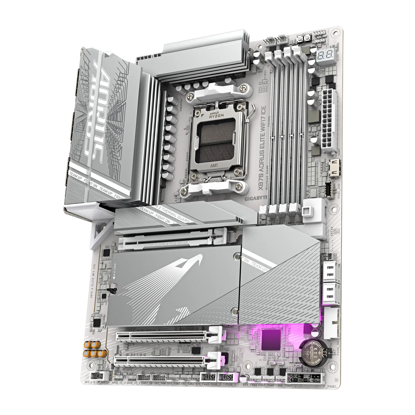 GIGABYTE X870 AORUS ELITE WIFI7 ICE ATX Motherboard | AMD AM5 | DDR5 | PCIe 5.0 | Quad M.2 | USB4 | Wi-Fi 7 | 2.5GbE LAN | EZ-Latch | Smart Fan 6