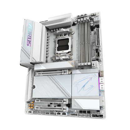 GIGABYTE X870E AORUS PRO ICE ATX Motherboard | AM5 Socket | DDR5 8000 MT/s OC | PCIe 5.0 | Quad M.2 | Dual USB4 | Wi‑Fi 7 | 2.5GbE LAN | White Edition