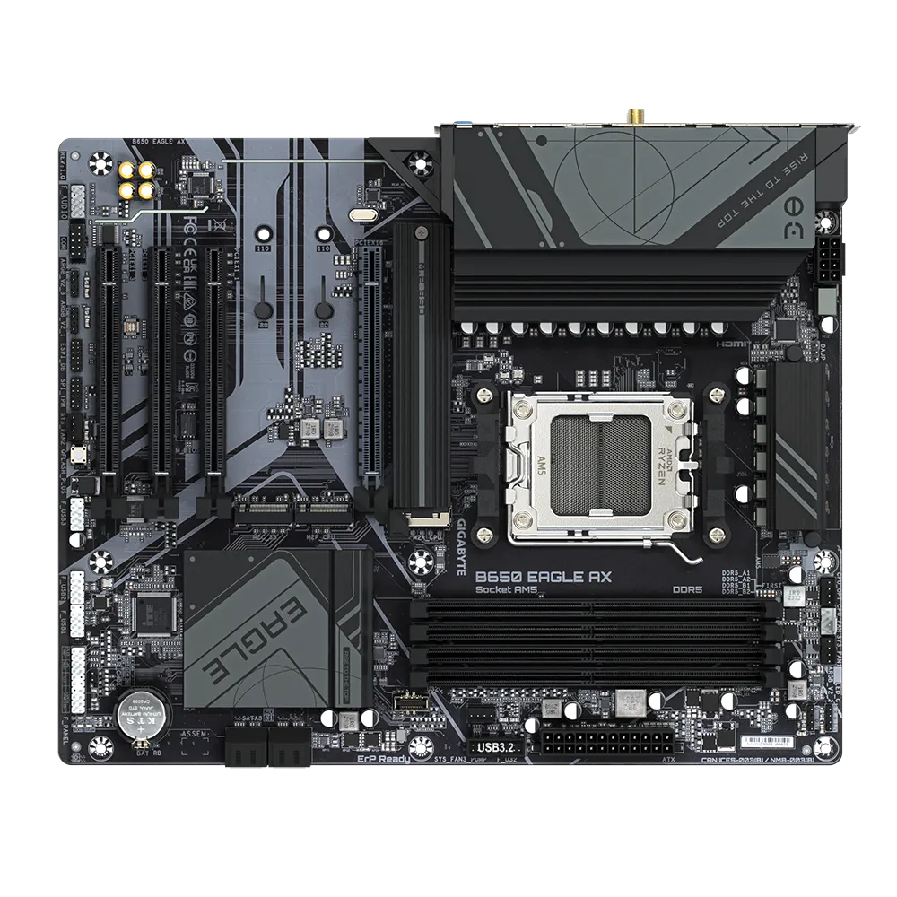 GIGABYTE B650 EAGLE AX Motherboard | AM5 | DDR5 | PCIe 5.0 | Wi-Fi 6E | 12+2+2 VRM | 3× M.2 | USB 3.2 Gen2 | Smart Fan 6 | Q-Flash Plus | ATX