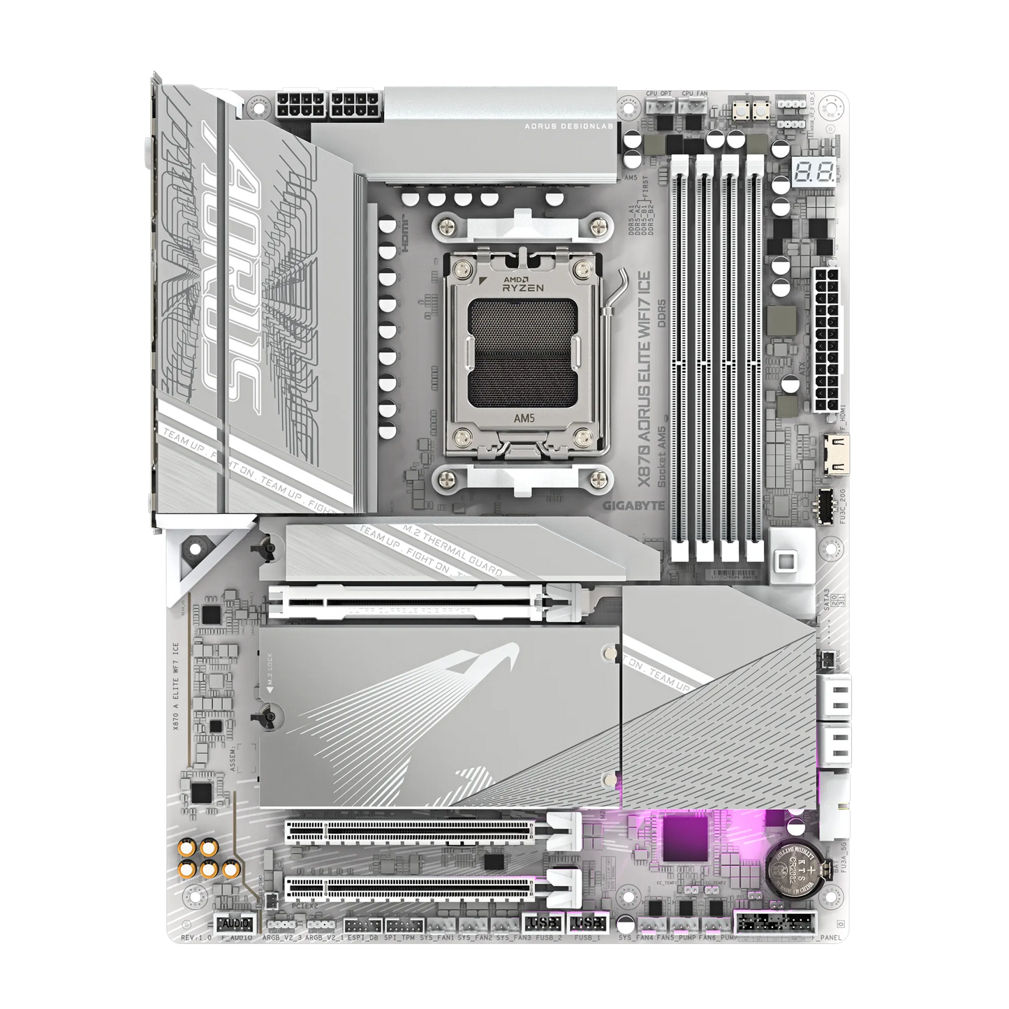 GIGABYTE X870 AORUS ELITE WIFI7 ICE ATX Motherboard | AMD AM5 | DDR5 | PCIe 5.0 | Quad M.2 | USB4 | Wi-Fi 7 | 2.5GbE LAN | EZ-Latch | Smart Fan 6