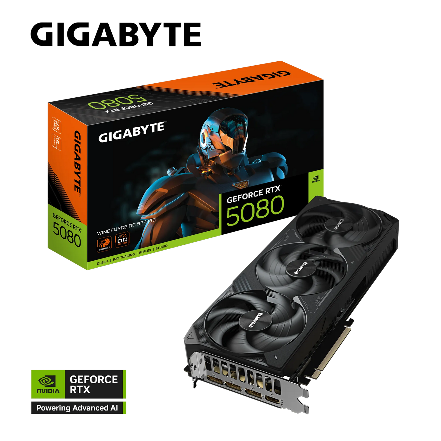 Gigabyte GeForce RTX 5080 WINDFORCE OC SFF 16 GB | Blackwell GPU | 2 | 670 MHz Boost | 16 GB GDDR7 | PCIe 5.0 | Triple fans | SFF-Ready