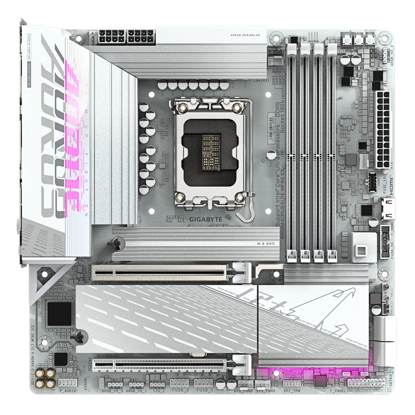 GIGABYTE B860M AORUS ELITE WIFI6E ICE mATX Motherboard | Intel B860 | LGA 1851 | DDR5 | 3× M.2 (1× PCIe 5.0) | Wi-Fi 6E | USB4 Type-C