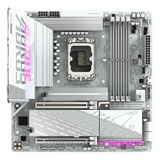 GIGABYTE B860M AORUS ELITE WIFI6E ICE mATX Motherboard | Intel B860 | LGA 1851 | DDR5 | 3× M.2 (1× PCIe 5.0) | Wi-Fi 6E | USB4 Type-C