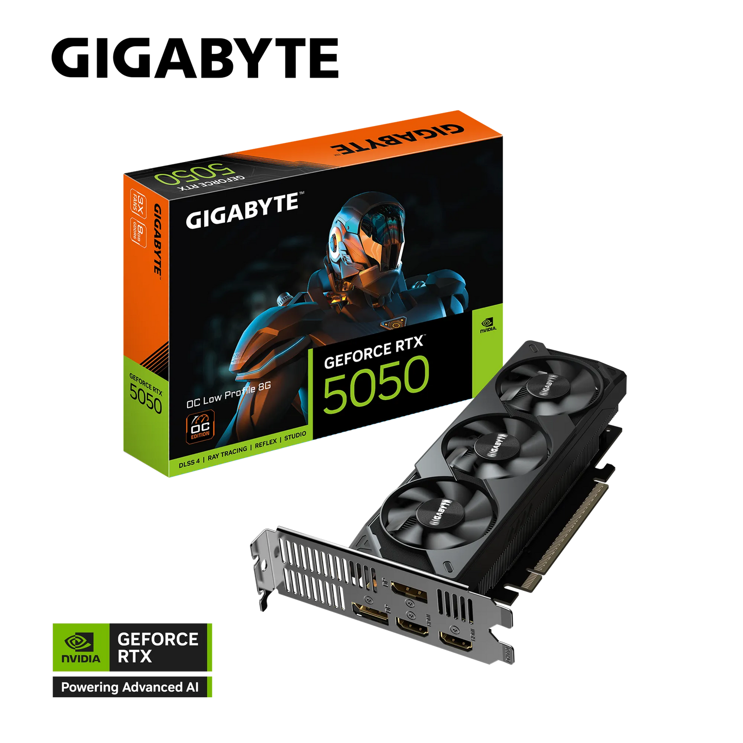 GIGABYTE GeForce RTX 5050 OC Low Profile 8GB | 8 GB GDDR6 | 128‑bit | PCIe 5.0 | 182 mm SFF | 2×DP + 2×HDMI | DLSS 4 | Blackwell Architecture