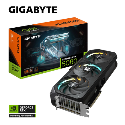 Gigabyte RTX 5080 Gaming OC 16G | 16 GB GDDR7 | PCIe 5.0 | 2730 MHz Boost | WINDFORCE Triple-Fan | Dual BIOS