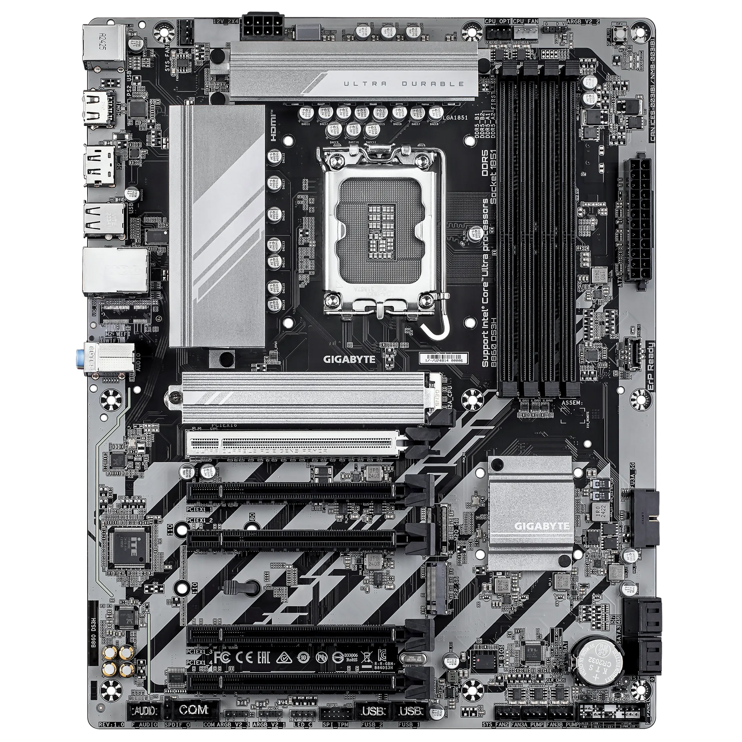 GIGABYTE B860 DS3H Motherboard | LGA1700 | DDR5 | PCIe 5.0 | 8+1+2 Hybrid VRM | 2× M.2 | 2.5GbE LAN | RGB Fusion | Smart Fan 6 | ATX