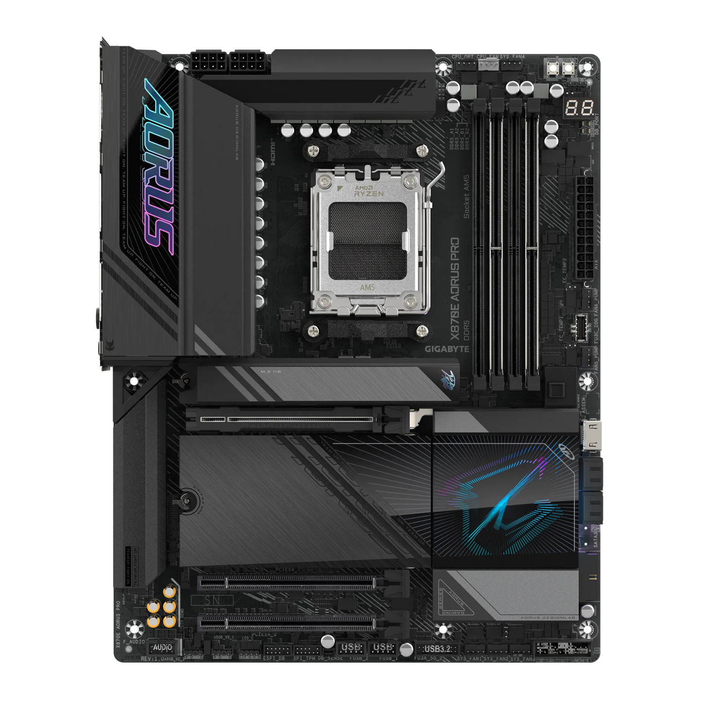 GIGABYTE X870E AORUS PRO ATX Motherboard | AMD AM5 | DDR5 | PCIe 5.0 | Quad M.2 | USB4 | Wi-Fi 7 | 2.5GbE LAN | EZ-Latch | Smart Fan 6