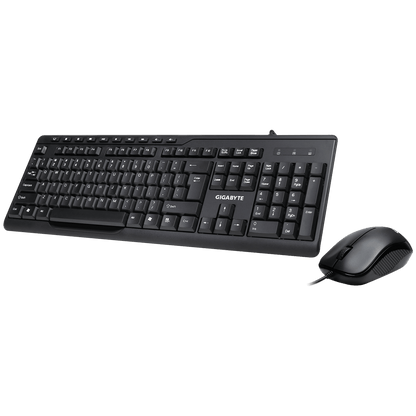 GIGABYTE KM6300 Wired Keyboard & Mouse Combo – Slim Design, 10 Multimedia Keys, 1000 DPI Optical Mouse