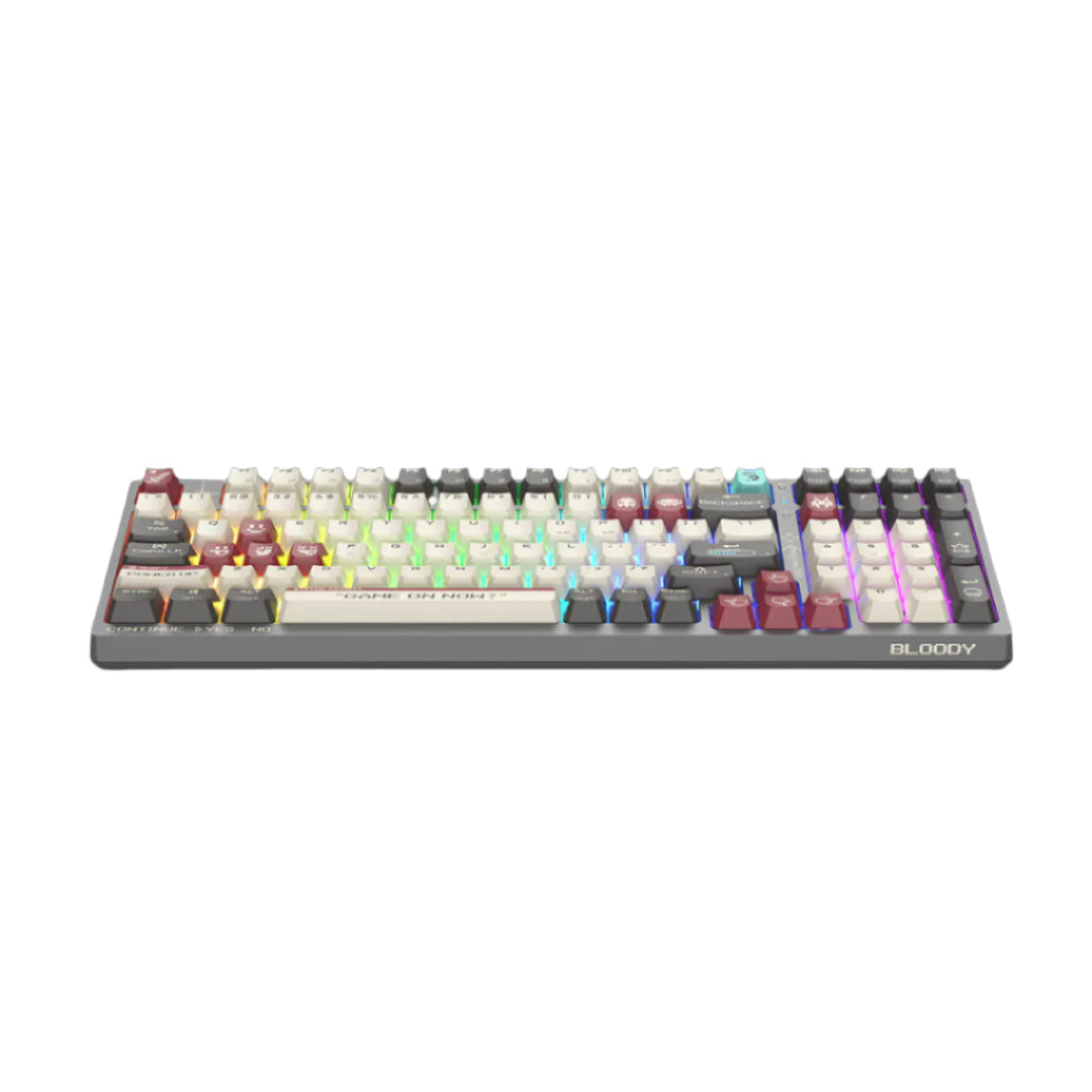Bloody WS98 Dual-Core 2.4G Wireless , Bluetooth v5.1 , USB wired connection Mechanical Keyboard Pixels Red