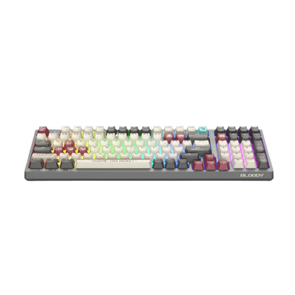 Bloody WS98 Dual-Core 2.4G Wireless , Bluetooth v5.1 , USB wired connection Mechanical Keyboard Pixels Red