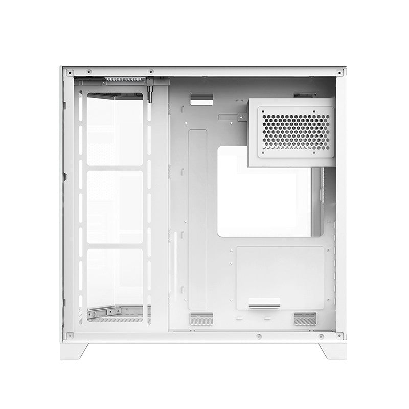 Huntkey S970 Max Storm Blizzard Edition Gaming PC Case | Full View Triple Tempered Glass | ATX/M-ATX/Mini-ITX Support | Up to 10 Fans & 360mm Liquid Cooling | 400mm GPU Clearance (Fans Not Included)
