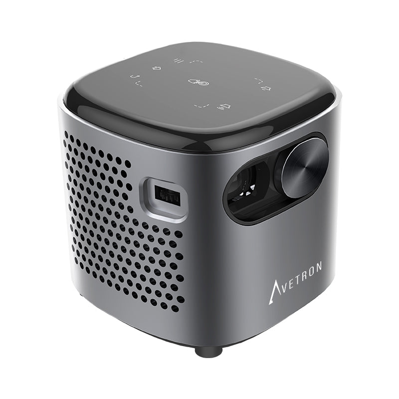 Avetron Portable DLP Projector – 480P Native, 70 ANSI Lumens, Android 11, 1GB+32GB, 1080P Support, Wi-Fi, Bluetooth, Built-in Battery