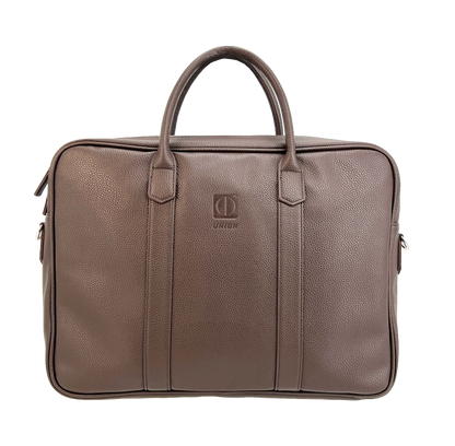 UNION 17.3" PU Leather Laptop Bag | Extra-Large Business Briefcase with Multi-Compartment Design | Coffee Brown
