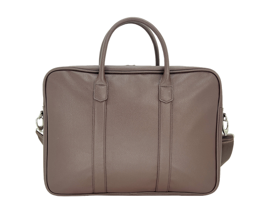 UNION 17.3" PU Leather Laptop Bag | Extra-Large Business Briefcase with Multi-Compartment Design | Coffee Brown