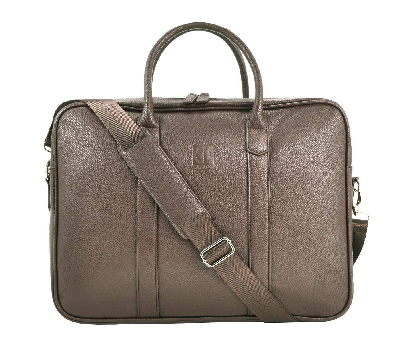 UNION 17.3" PU Leather Laptop Bag | Extra-Large Business Briefcase with Multi-Compartment Design | Coffee Brown
