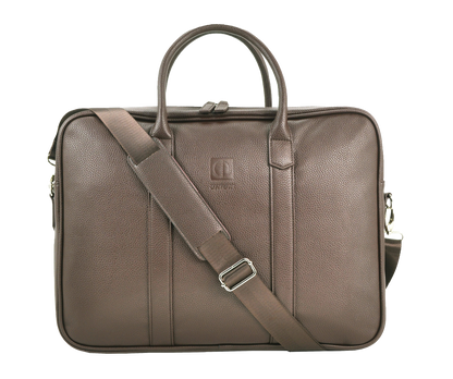 UNION 17.3" PU Leather Laptop Bag | Extra-Large Business Briefcase with Multi-Compartment Design | Coffee Brown