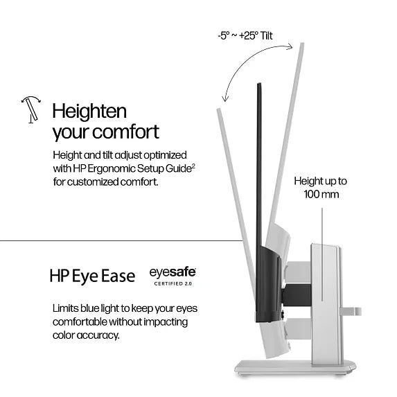 HP Series 5 24″ (23.8″) FHD Height-Adjust IPS Monitor – 100 Hz, 99 % sRGB, 300 cd/m², Eyesafe Certified