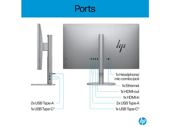 HP OmniStudio X All-in-One Desktop Next Gen AI 27-cs0000t PC | 27" FHD 60Hz Touch Screen | Intel Core Ultra 7 256V | 16GB RAM | 1TB SSD | Shared | WIN 11