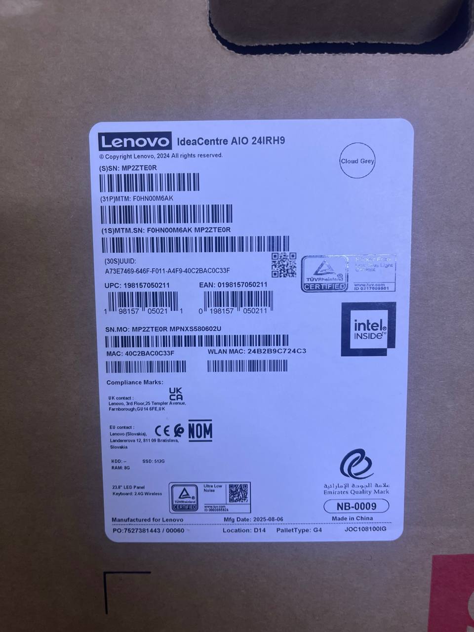 All in One Lenovo IdeaCentre 24IRH9 | (M6AK) | Intel Core i5-13420H | RAM 8GB | SSD 512GB | Intel UHD Graphics | 24 FHD IPS Touch | Black