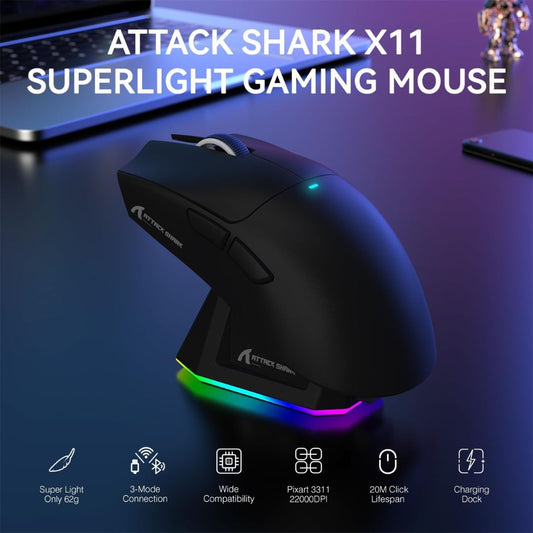 ATTACK SHARK X11 Wireless Gaming Mouse | Black