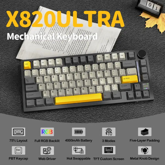 ATTACK SHARK X820Ultra Tri-mode Gasket Mechanical Keyboard | Starry Black