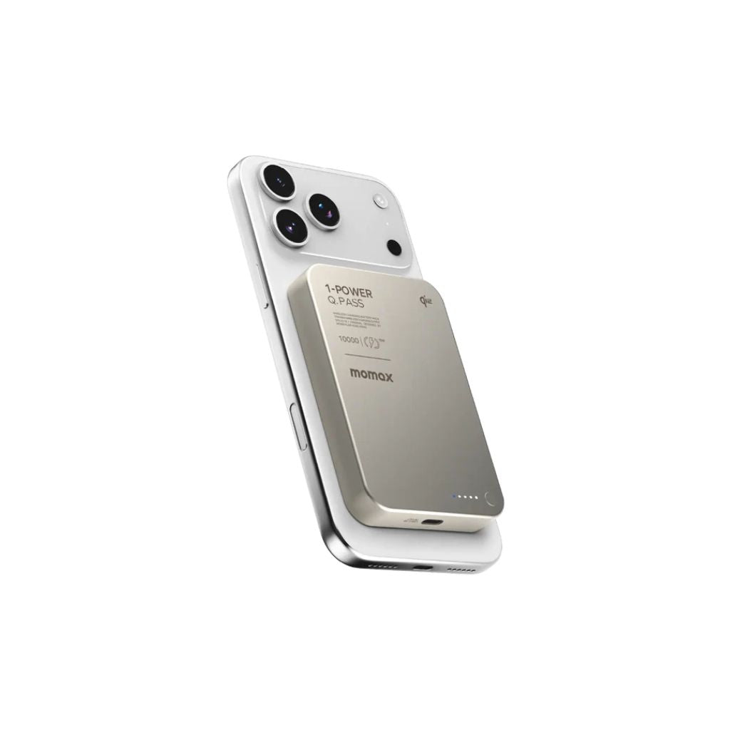 Momax 1-Power Q.Pass 10000mAh Qi2 Magnetic Wireless Power Bank | Desert Titanium