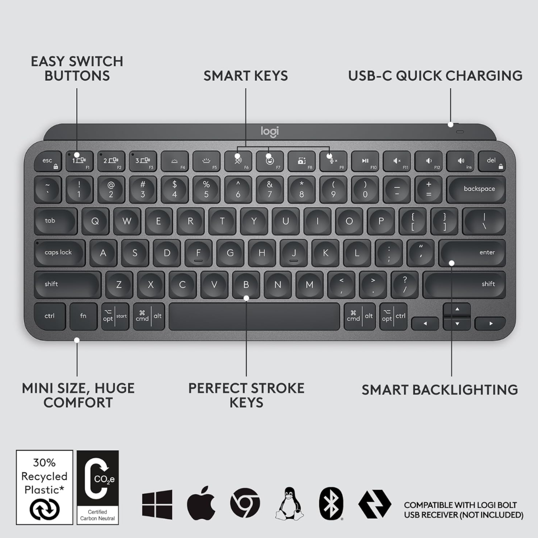 Logitech MX Keys Mini Wireless Keyboard | Graphite