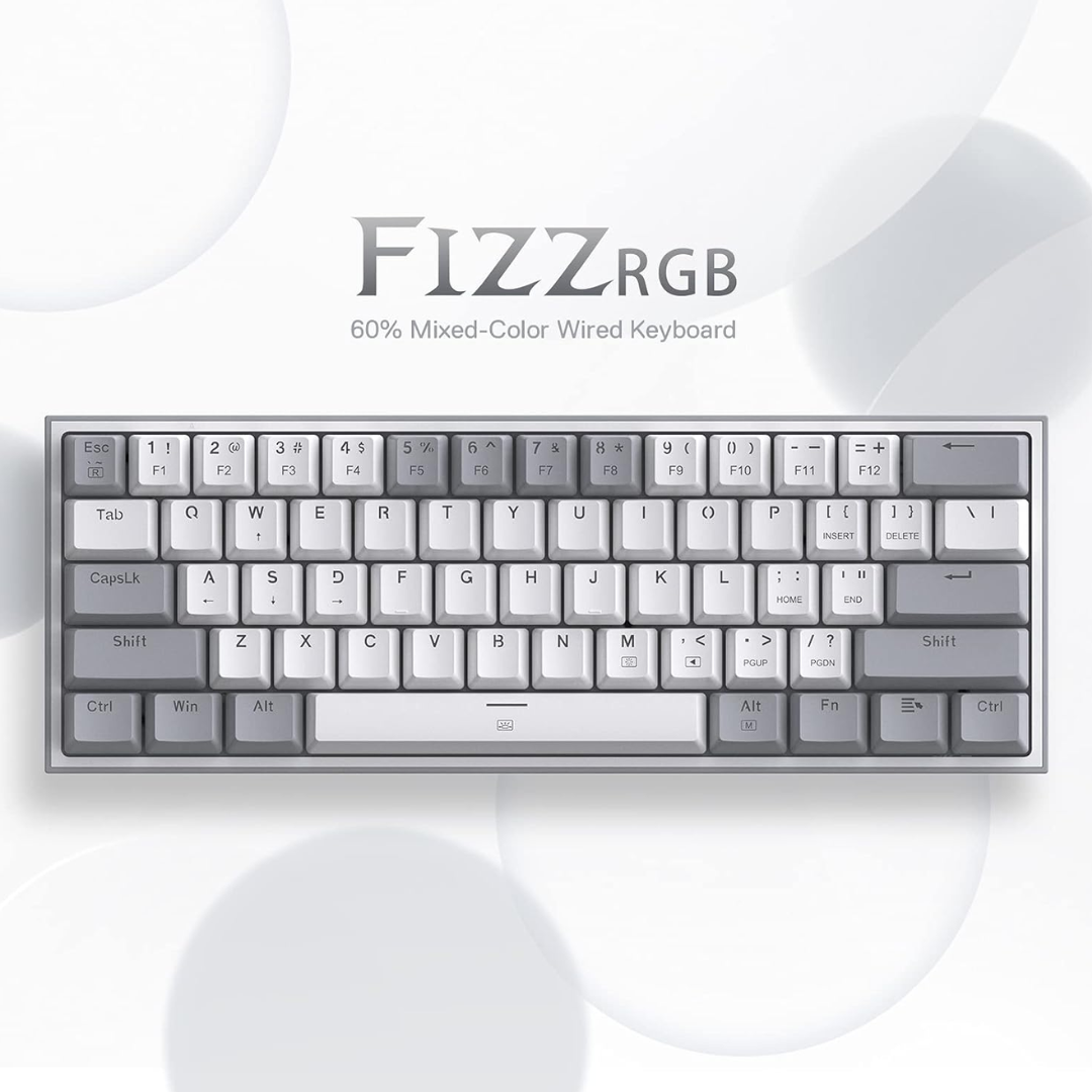 Redragon K617 Fizz 60% Mechanical Gaming Keyboard | Gray White