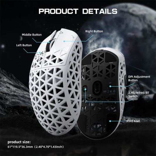 ATTACK SHARK R5 Ultra Carbon Fiber Wireless 8K Gaming Mouse | White