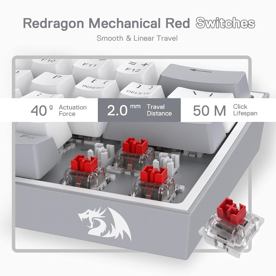 Redragon K617 Fizz 60% Mechanical Gaming Keyboard | Gray White