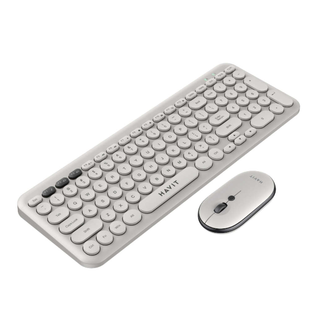 Havit KB254GCM Wireless Keyboard & Mouse Combo | Light Gray (English Layout)