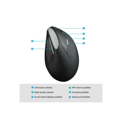 Rapoo EV250 Vertical Ergonomic Wireless Mouse | Black