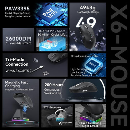 ATTACK SHARK X6 Wireless Gaming Mouse | Black