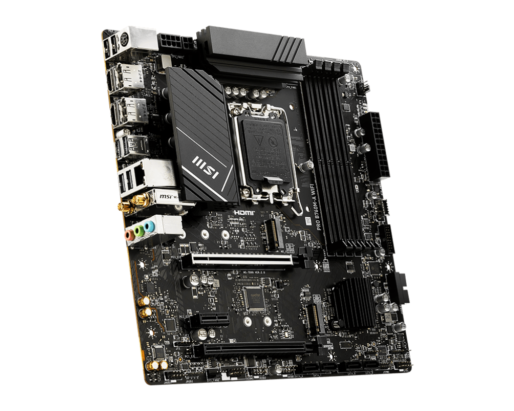 MSI PRO B760M‑A WiFi DDR5 mATX Motherboard | LGA 1700 | DDR5 5333 MHz OC | PCIe 4.0 | Wi‑Fi 6E | 2.5 Gb LAN
