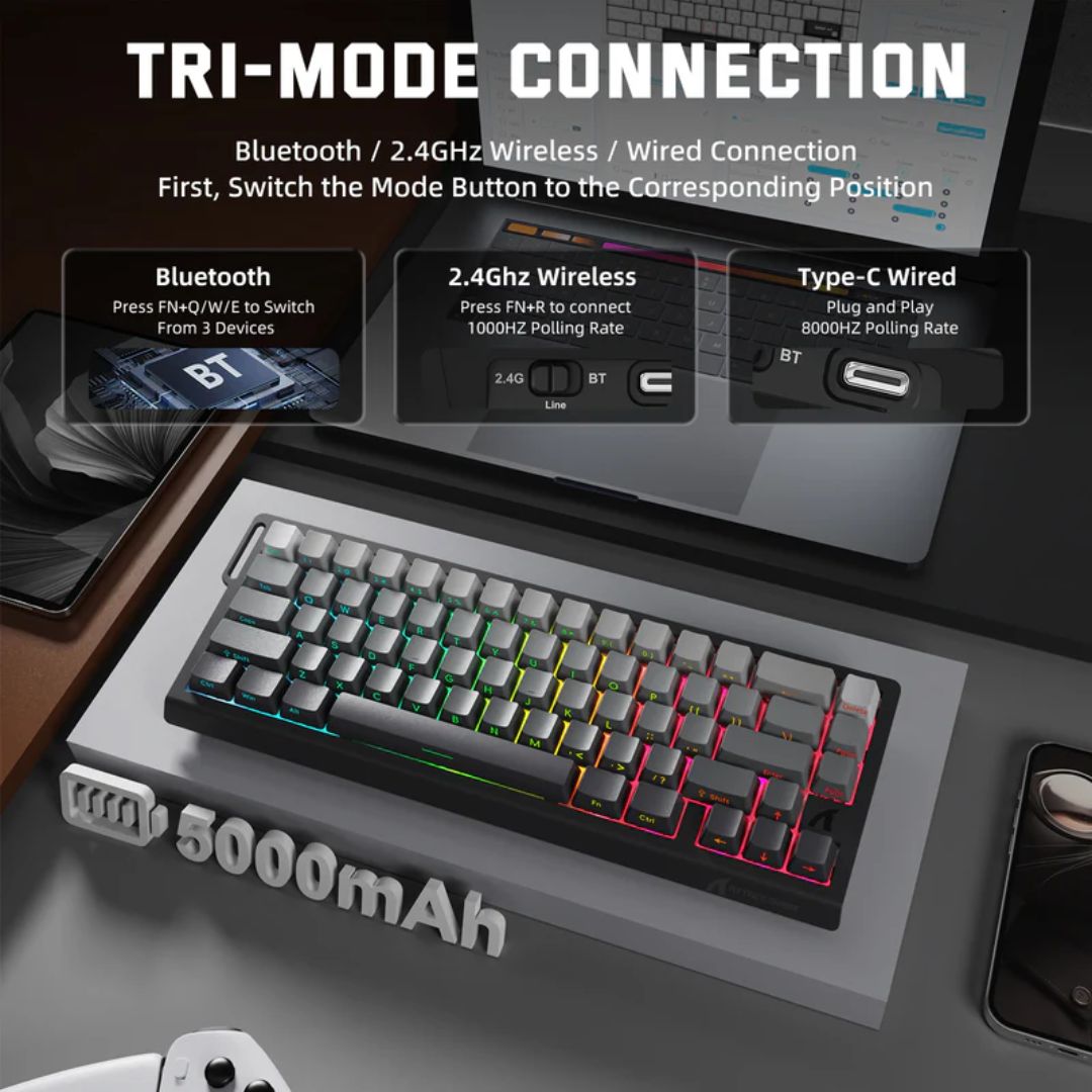 ATTACK SHARK X68 Pro Magnetic Wireless Mechanical Keyboard | Moonlit Black