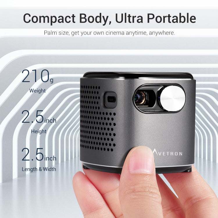 Avetron Portable DLP Projector – 480P Native, 70 ANSI Lumens, Android 11, 1GB+32GB, 1080P Support, Wi-Fi, Bluetooth, Built-in Battery