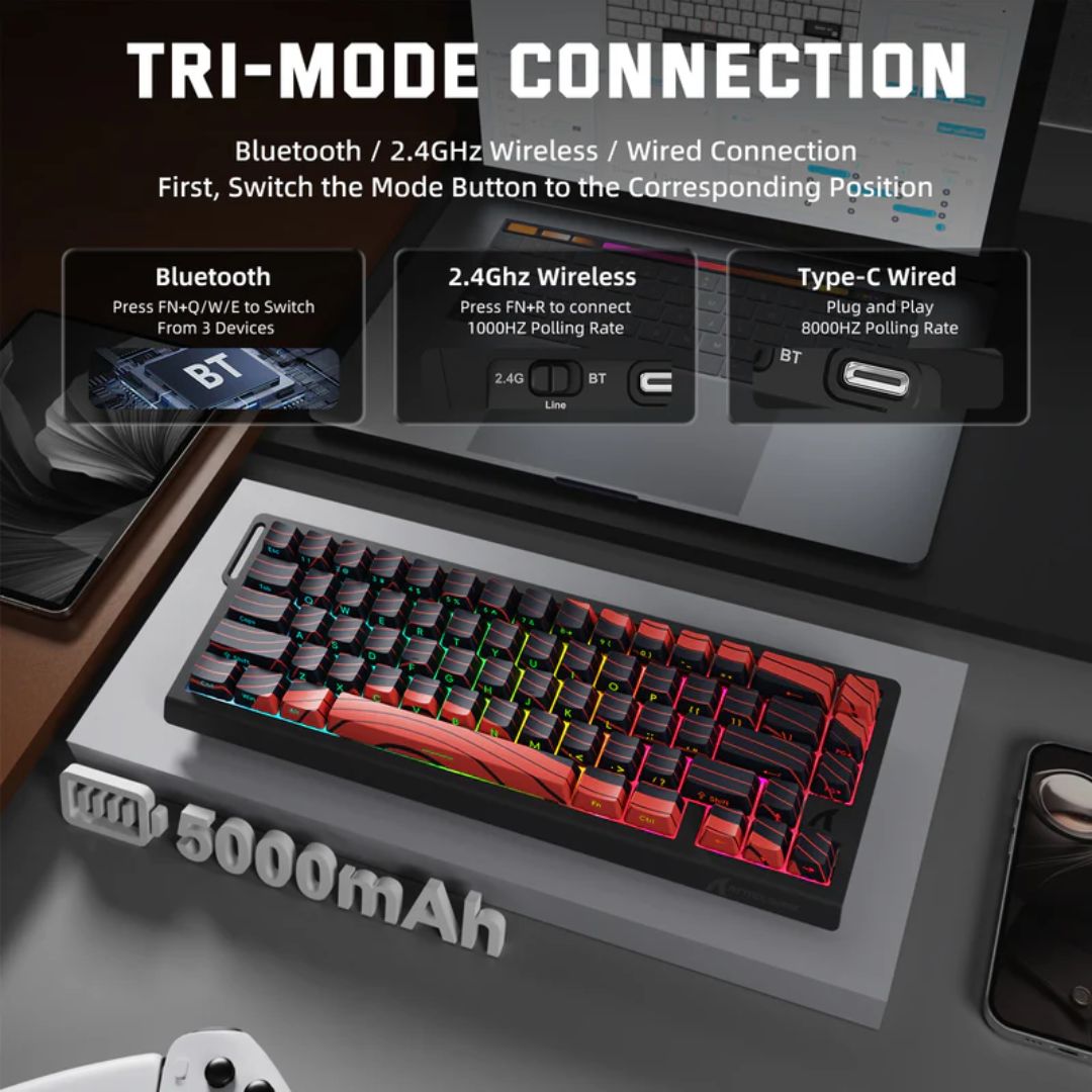 ATTACK SHARK X68 Pro Magnetic Wireless Keyboard | Red and Black
