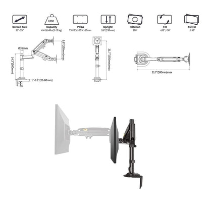 NB H100 Single Monitor Desk Mount Up to 32"