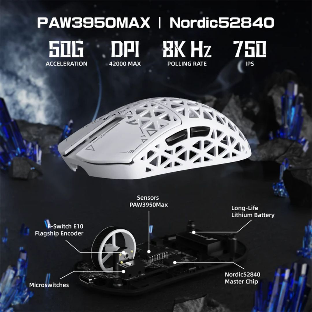 ATTACK SHARK R5 Ultra Carbon Fiber Wireless 8K Gaming Mouse | White