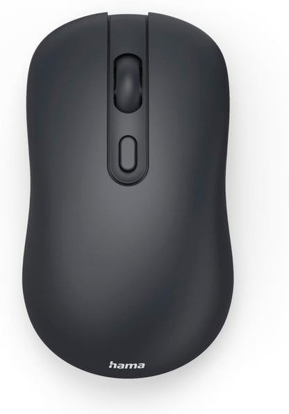 Hama WM-200 Silent Wireless Mouse | 4-Button Optical Mouse | 1000 DPI | 2.4GHz USB Receiver | Ergonomic Ambidextrous Design | Compatible with PC | Laptop | Windows & Mac | Black